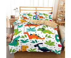 CHAOSE Juego De Sábanas Dinosaurio 3D Funda Nórdica De Algodón Y Poliéster 3 Piezas (1 Funda Nórdica + 2 Funda De Almohada) (Anime Dragon, (180x220 cm+2/75x50cm) - Cama de 105/135)