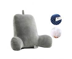 CHYIR - Cojín de Espuma triturada para Leer y Ver la televisión y Relajarse, Gris, Large