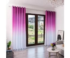 Gradiente de Color Cortina Opaca, Tratamiento de la Ventana de Tul Voile Drapeado Cenefa Panel Tela Cortina Decorativa Salón Dormitorio Lápiz Plisado Fácil de Instalar 1 Panel