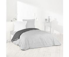 Douceur d Intérieur 1641536 Optic - Funda de edredón, 240 x 220 cm, color Antracita/Blanco