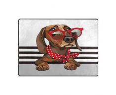 Use7 Alfombra para salón o Dormitorio con diseño de Perro Cachorro de Dibujos Animados con Gafas de Sol Rojas, Tela, 160cm x 122cm(5.3 x 4 Feet)