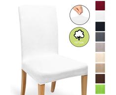 Beautissu Funda de sillas MIA - 35-50 cm Funda elástica de algodón - Bi-elástica - ÖKO-Tex - Blanca