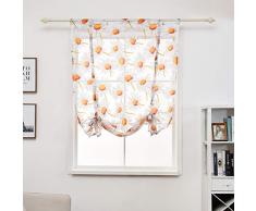 SIMPVALE 1 Panel Cortina Romanas Visillo Margarita Gasa Flor de la Estilo Impreso para Dormitorio Cocina Balcón Habitation, 120cm x 140cm, 001# Naranja