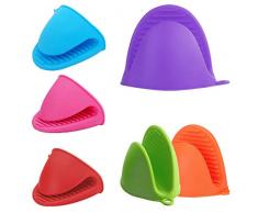 BESYZY 6 Pcs Guante de Cocina de Silicona Pinza para Cocina Manoplas para Horno de Resistente al Calor y agarraderas Anti-Calor Oven Mitt