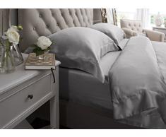 Jasmine Silk 3PCs 100% Mulberry 19MM Charmeuse de seda conjunto funda nórdica (GRIS) - SINGLE