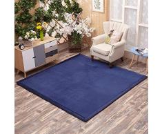 Insun Alfombra de Pelo Corto Tatami Japonés Alfombra Antideslizante Lavable para Decoración del Salón Dormitorio Habitación de los Niños Azul Oscuro 100x200cm