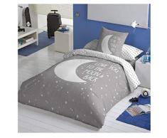COTTON ARTean Funda Nordica Reversible Moon Grey Cama de 90 ALGODÓN 100%