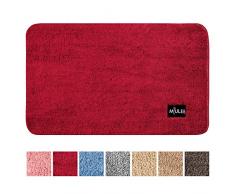 MIULEE Alfombra de Pelusa Rizada Suave Antipolvo Antideslizante Absorbente Alfombra Cuadrada Lavable de Piso Puertas de Entrada Pasillo para Dormitorio Sala de Estar Cocina 50cm x 80cm Rojo