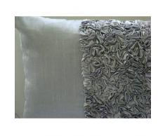 Vintage Silver Love - Decorativa Funda de Cojin 30 x 50 cm, Rectangle/Lumbar Plata Seda Satén Bordado de La Cinta