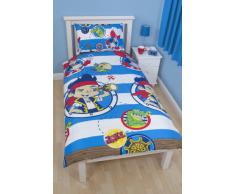 Character World - Juego de funda de edredón y funda de almohada para cama infantil, diseño de Jake y los Piratas de Nunca Jamás