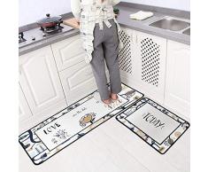 LEEBEI Alfombras de Cocina Alfombrilla de Goma Alfombrilla de Felpa Antideslizante Decorativa Alfombra de Entrada Alfombrillas (Amor, 15,7 × 23,6 Pulgadas + 15,7 × 47,2 Pulgadas)