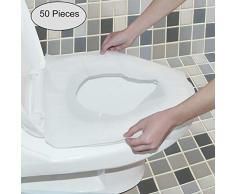 WANPOOL Funda Portable y Desechable para Asiento de Inodoro en Papel Impermeable - 50 Pezzi