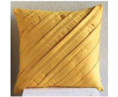 Contemporary Mustard Yellow - Decorativa Funda de Cojin 40 x 40 cm, Square Amarillo Mostaza Suede Alforzas