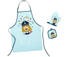 p:os 20393 Wickie - Juego de delantal y manoplas de cocina para niños, diseño de Vickie el Vikingo