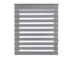 Estor noche y día enrollable a medida BASIC tejido color gris. Medida 130cm x 180cm para ventanas y puertas