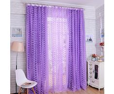TJW Cortina de Tul para Ventana de balcón con diseño de Rosas para Sala de Estar, Cocina, 100 x 200 cm, Tela, Morado, 100 x 200 cm