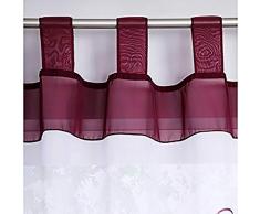 SIMPVALE - Juego de 2 Cortinas Bordadas con Trabillas Ancho 140 cm, Poliéster (Altura 145cm, púrpura)