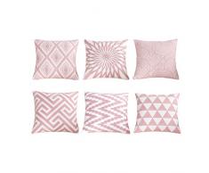 SIMPVALE Juego de 6 Fundas de cojín con Bordado de para decoración de Muebles de jardín,Color Rosa, 45cm x 45cm, Rosa, 6 * 18x18