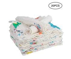 falllea 20 Piezas de Toallitas para Bebé de Muselina Orgánicas para Bebé Toallitas de Algodón Toalla Facial Infantil de Baño Gasa de Muselinas de Algodón para Bebé