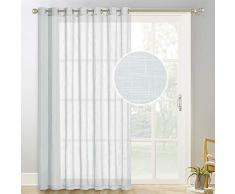 PONY DANCE Cortinas Visillos Drapeado Gasa Larga con Ojales para Dormitorio Infantil Niño Niña Lavable Planchable a Baja Temperatura de Color Gris Claro 254 CM x 210 CM(An x Al) 1 Unidad