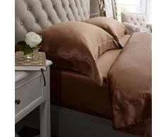 Jasmine Silk 100% Muberry 19MM Charmeuse Seda Sábana ajustable (MOCA) - DOBLE 140 x 190 + 26 cm