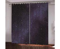 LOVEKKK Blackout Curtain Cielo Estrellado Cortina Ocultante con 8 Ojales Suave para Ventanas de Habitación Infantil, 100% Poliéster, 2 Piezas 140x175cm(An x Al)