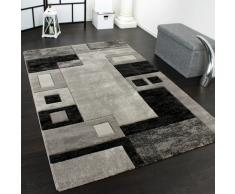 Alfombra De Diseño Perfilado - A Cuadros - Jaspeado Gris Negro, Grösse:80x150 cm