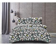 Juego de ropa de cama DecoKing Premium, con 2 fundas de almohada, de algodón, satén Mako, reversible y con cierre de cremallera de la colección Ducato, algodón, gris, 200 x 220 + 50 x 75 *2