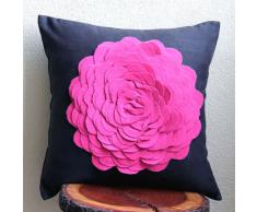 Rosado Impostores Euro, 65x65 cm Almohada Del Euro, 3D De Fieltro Fucsia Origami Flor Apliques Gamuza Sintética Cubiertas Simuladas En Euros, Moderno Impostores Euro - Hot Pink Rose