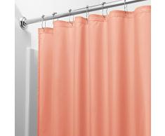 InterDesign Poly SC/Liner Cortina de baño de tela, Cortina impermeable con dobladillo reforzado, Cortina de ducha lavable a máquina, 183,0 cm x 183,0 cm, Poliéster rojo coral