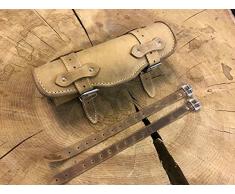 Lenkerrolle Marrón Claro Marrón Claro Cojín Cilíndrico de Cuero Rueda de Arco Herramienta HD Harley Davidson Cuero Motocicleta Honda Suzuki Yamaha Kawasaki Bolsa Herramientas Brazo Oscilante Rollo