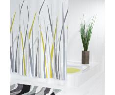 Ridder 423850-350 - Cortina de ducha de tela (180 x 200 cm, incluye enganches), color blanco con diseño de hierba