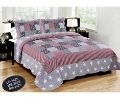 ForenTex- Colcha Boutí reversible, (ME-2625), cama 135 cm, 230 x 260 cm, Estampada cosida, E.E.U.U., +2 cojines, colcha barata, set de cama, ropa de cama. Por cada 2 colchas o mantas paga solo un envío (o colcha y manta), descuento