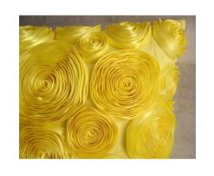 Sun Blooms - Decorativa Funda de Cojin 45 x 45 cm, Square Amarillo Seda Satén Bordado de La Cinta