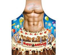 ITATI Delantal Sexy Parrilla Barbacoa Delantal de Cocina Antimanchas para Hombre, Modelo Feliz Cumpleaños, Medidas 75 x 58 cm