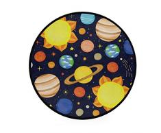 Mnsruu - Alfombra Redonda con diseño de Planeta de Dibujos Animados y Sistema Solar, Espacio y Sol, para Sala de Estar, Dormitorio, diámetro de 3 pies (92 cm)