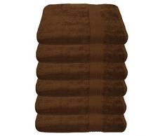 Julie Julsen - Juego de toallas, 50 cm x 100 cm, 500 g/m², suaves, absorbentes, 6 unidades, disponibles en 17 colores, Öko-Tex, 100 % algodón, marrón, 50 x 100 cm