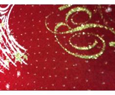 Navidad Felpudo Alfombra 50 x 80 de Navidad buenas fiestas, diseño de árbol de Navidad, diseño de brillantina, color rojo