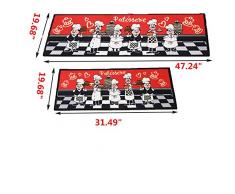 Puqu - Alfombrilla de cocina antideslizante, 2 piezas, microfibra, diseño de vacas y fresas. Perfectas como alfombra para la puerta.
