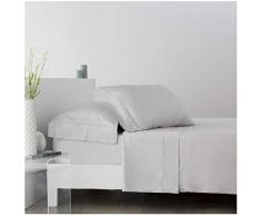 COTTON ARTean Juego de sabanas de Saten Algodon Egipcio DE 300 Hilos Gris Cama de 150 x 190/200. 100% Algodon Egipcio Gris.