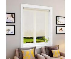 Estor enrollable visillo PREMIUM METAL (desde 40 hasta 300cm de ancho) transparente (máxima claridad y visibilidad exterior). Color beige. Medida 250cm x 260cm para ventanas y puertas