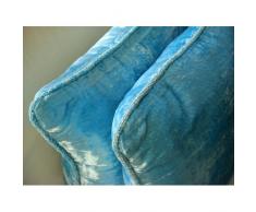 Aqua Shimmer - Decorativa Funda de Cojin 45 x 45 cm, Square Azul Terciopelo Frontera de Cuentas Hecho A Mano