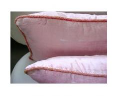 Soft Pink Shimmer - Decorativa Funda de Cojin 55 x 55 cm, Square Pink Terciopelo Frontera de Cuentas Hecho A Mano