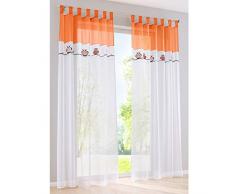 SIMPVALE 2 Paneles Cortinas Visillos con Trabillas Cortina de Búho BordadoTranslúcido para Dormitorio Habitación Balcón Salón, Naranja, 140x175cm