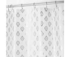 InterDesign Revestimiento para cortina de ducha, de PEVA espesor 3, SIN PVC, RESISTENTE A MOHO Y HONGOS, INODORO, No huele a químico - 183 cm x 183 cm - Plateado Florencia
