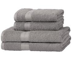 AmazonBasics - Juego de toallas (colores resistentes, 2 toallas de manos), color gris