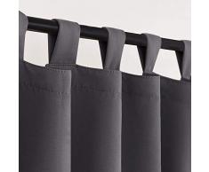 PONY DANCE Cortinas Grises Cortas con Trabillas - Drapeados Modernos Telas Gruesas Termicas Aislantes Antimoscas para Salon Dormitorio/Decoracion Interiores Ventanas, 2 Uds, 140 x 175 cm (An x L)