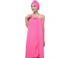 ZiXing Ducha de microfibra cabello seco toalla de baño de rápida Cap Natación Pareo Chal albornoz ajustable Spa Cover Up RoseRed OneSize