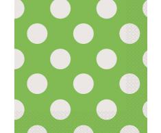 Unique Party Paquete de 16 servilletas de Papel a Lunares, Color Verde Lima, (30423)