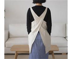 Japón Estilo Lona de algodón lino dos práctico bolsillo Halter Vendaje Cruz babero delantales de cocina cocina jardín Unisex Ocio Desgaste